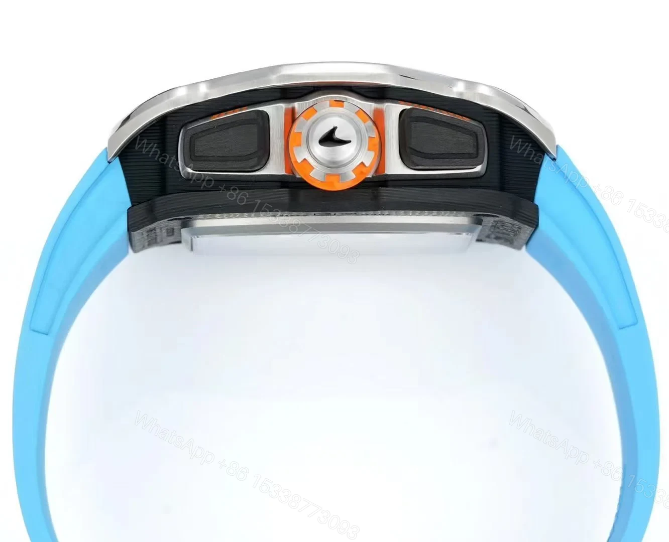 View 6 of Richard Mille RM65-01 McLaren W1 Automatic Chronograph Watch Blue Strap Carbon TPT Titanium Skeleton Dial RMAC4 Movement Premium Edition RM65-01-MCL-W1-BLU