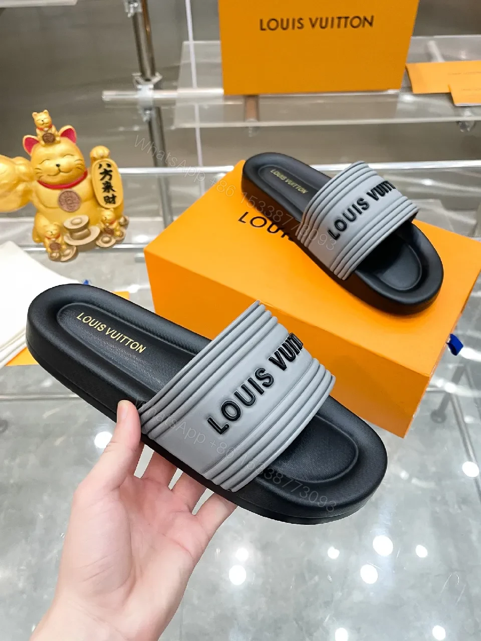 View 2 of Textured Strap Sandals: Luxury-Couture Inspired Slides