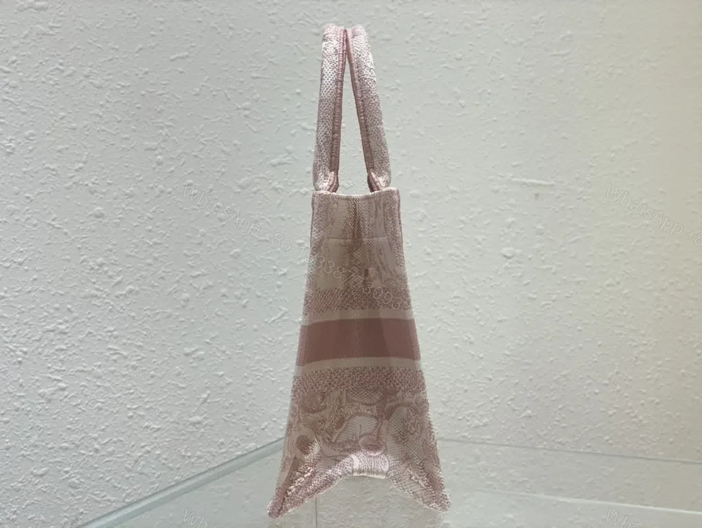 View 6 of Pink Dior Jacquard Tote: Structured Luxury Bag