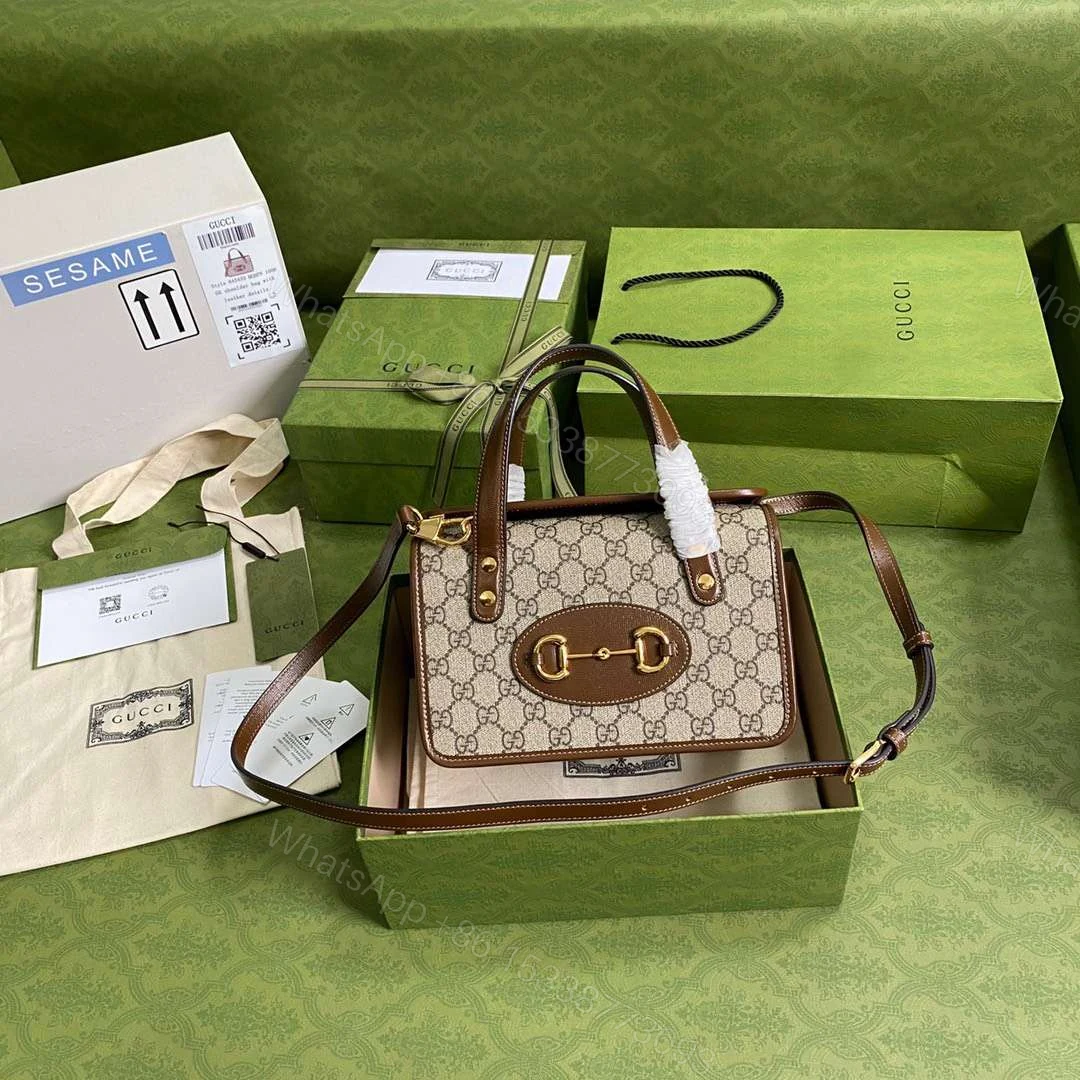View 3 of Gucci 1955 Luxury Women’s Handbag with Brown Handle 23x16x12cm