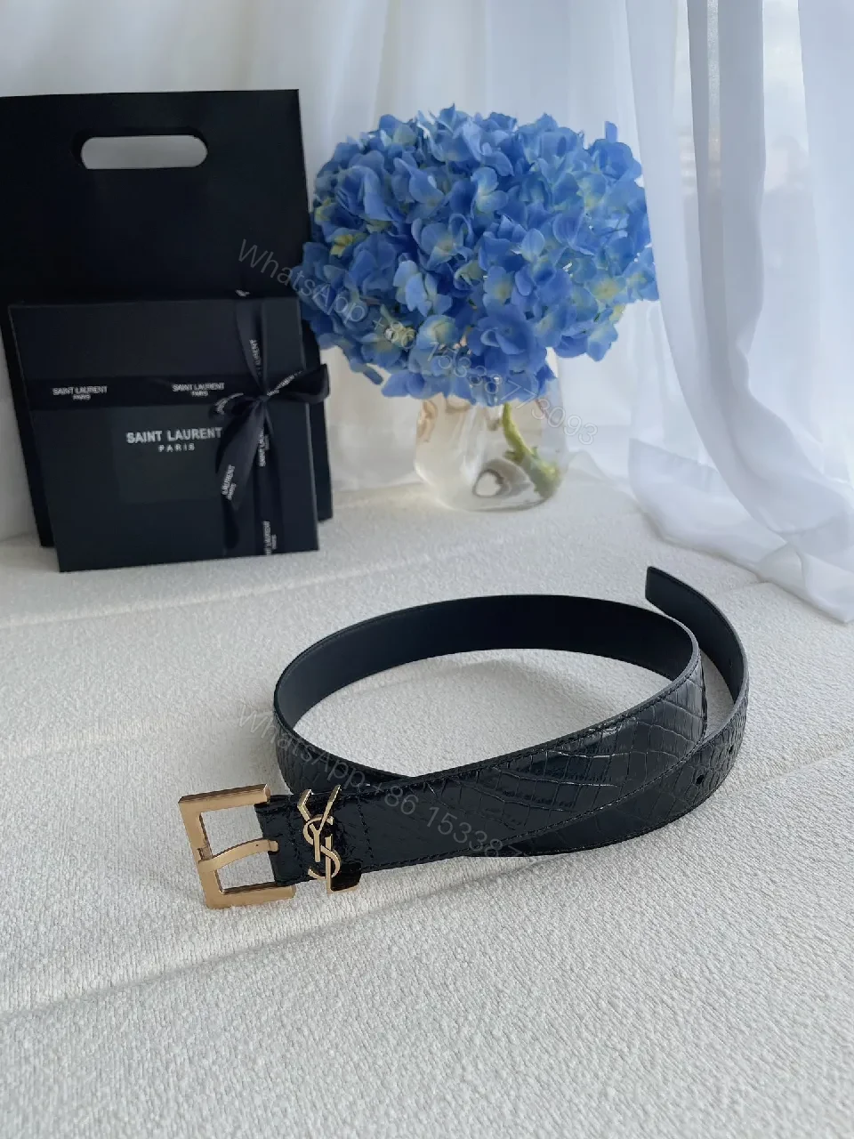 View 3 of Chic Leather Belt Bag with Gold Hardware, Compact Luxury