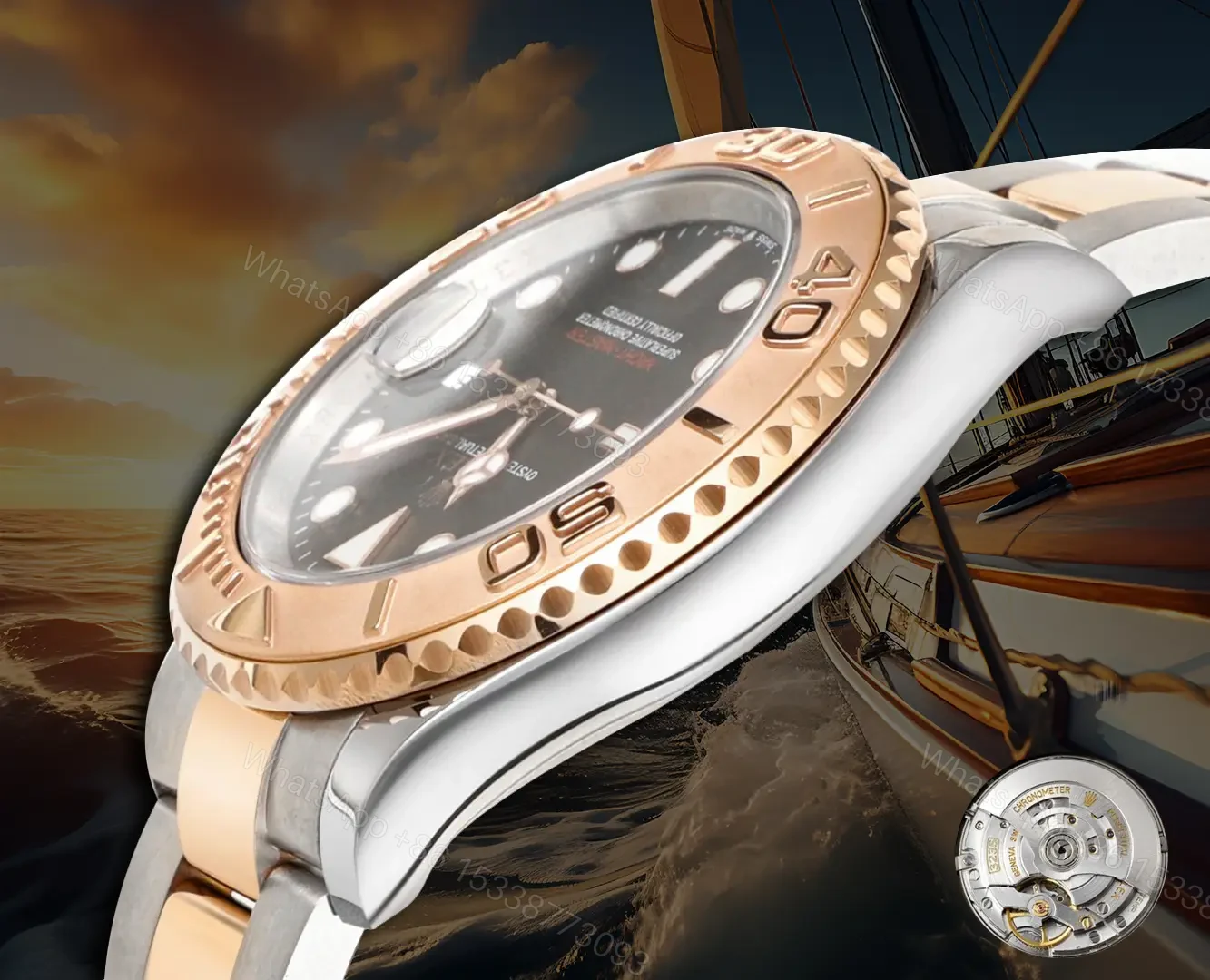 View 4 of Fake Rolex Yacht-Master 40 Everose Rolesor Replica 126621-0001