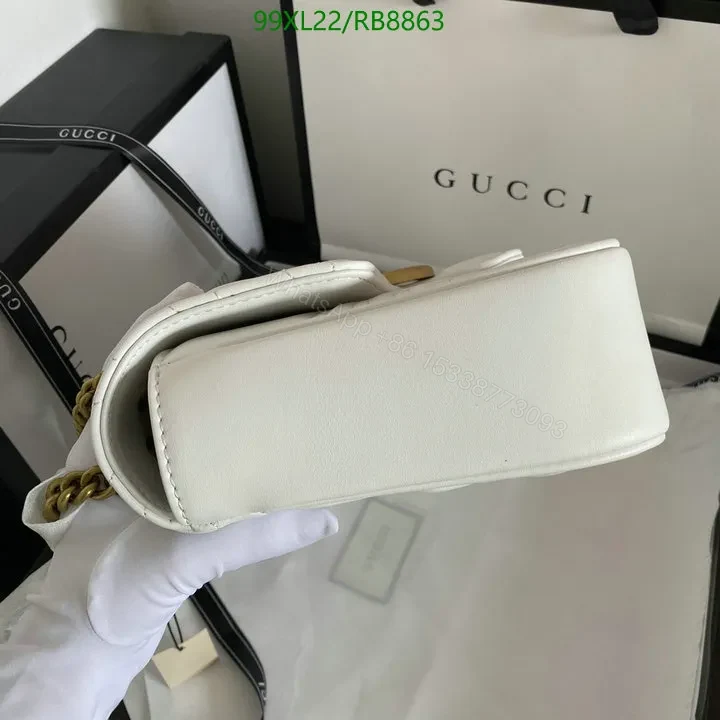 View 12 of Small Gucci GG Marmont Chain Bag in White Chevron Leather 987654