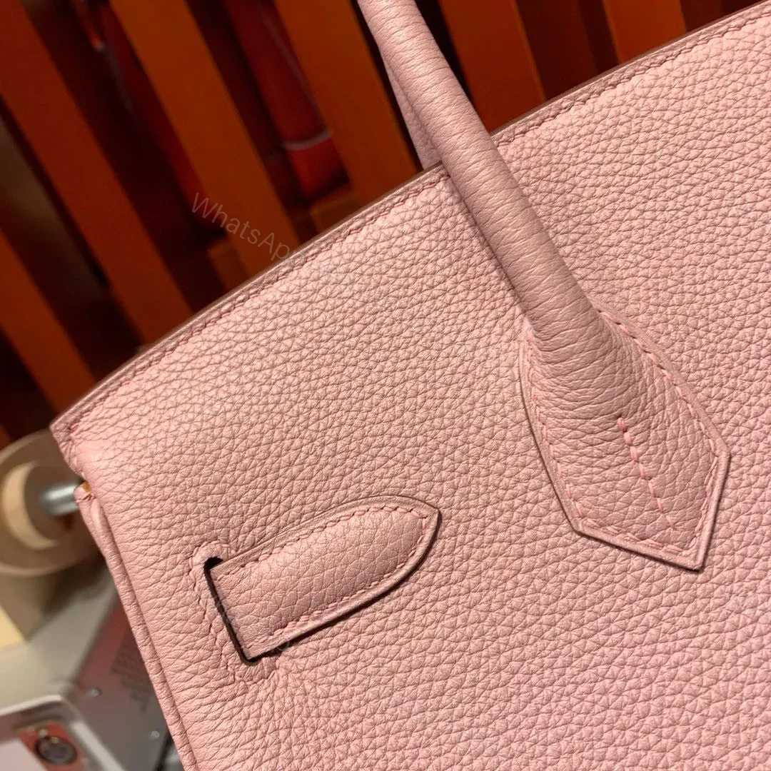 View 7 of HN 30CM LIGHT PINK TOGO LEATHER GOLD HARDWARE
