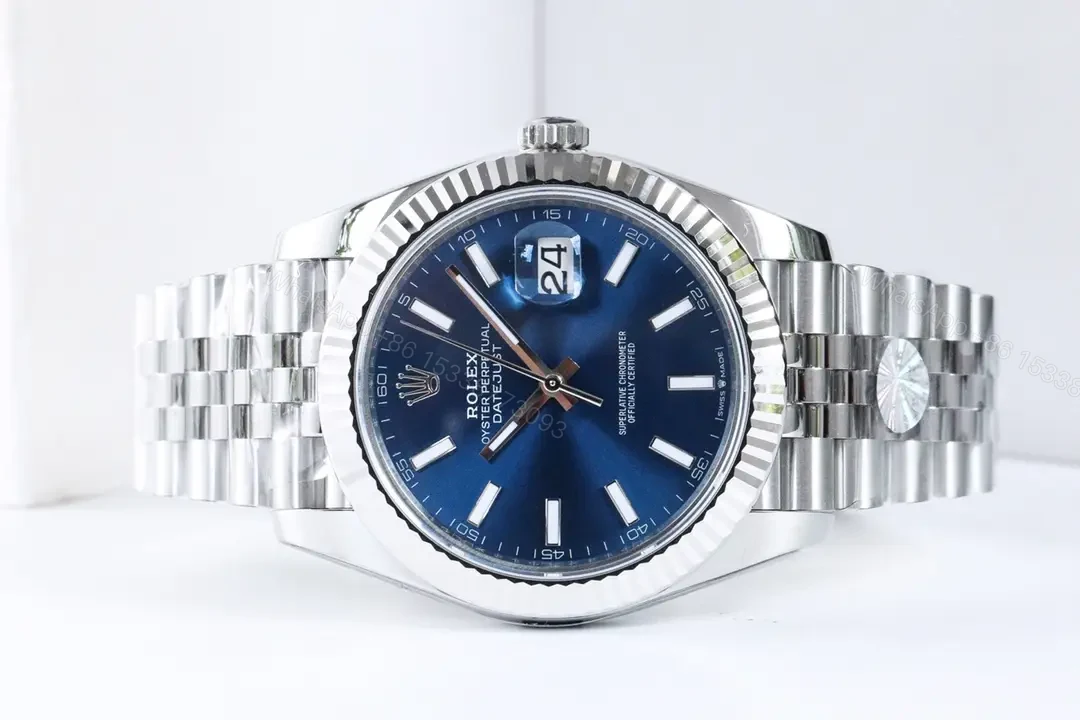 View 2 of Rolex Datejust 41 Blue Fluted Jubilee Replica 126334-0031