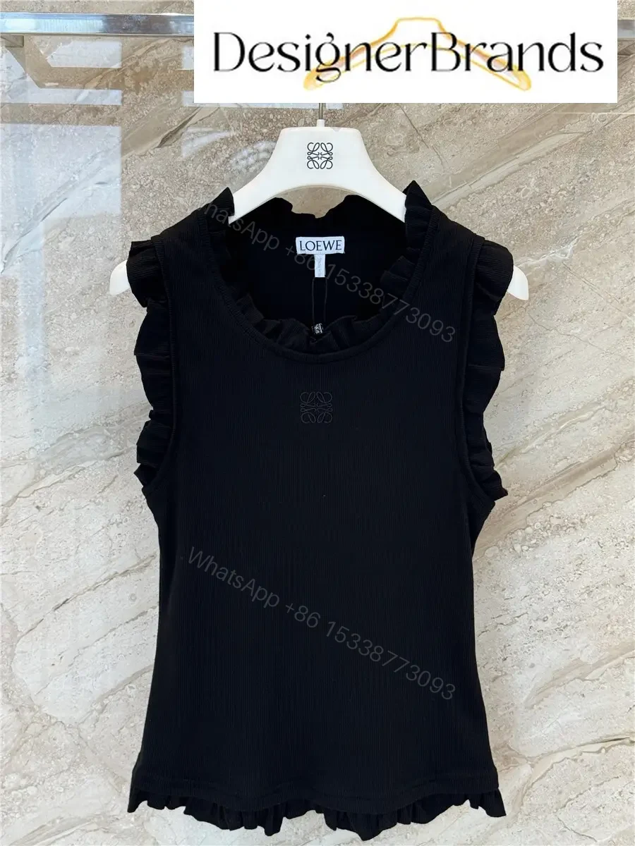 Loewe Paula Ibiza Black Ruffled Vest — view 1