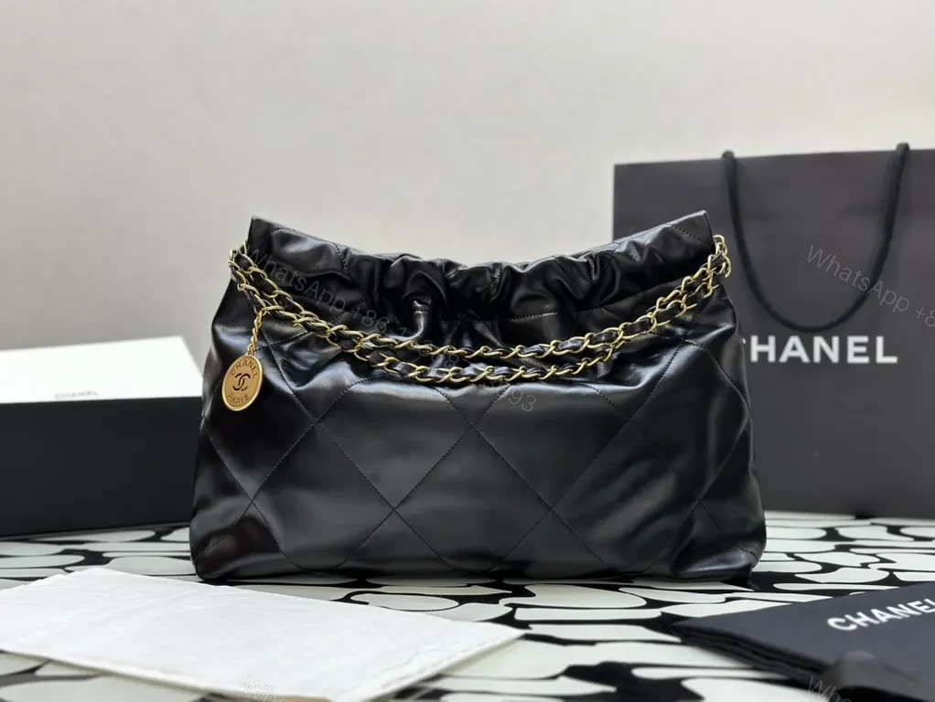 View 2 of Chanel Quilted Black Leather Shoulder Bag with Gold Chain - Luxury Everyday Carry
