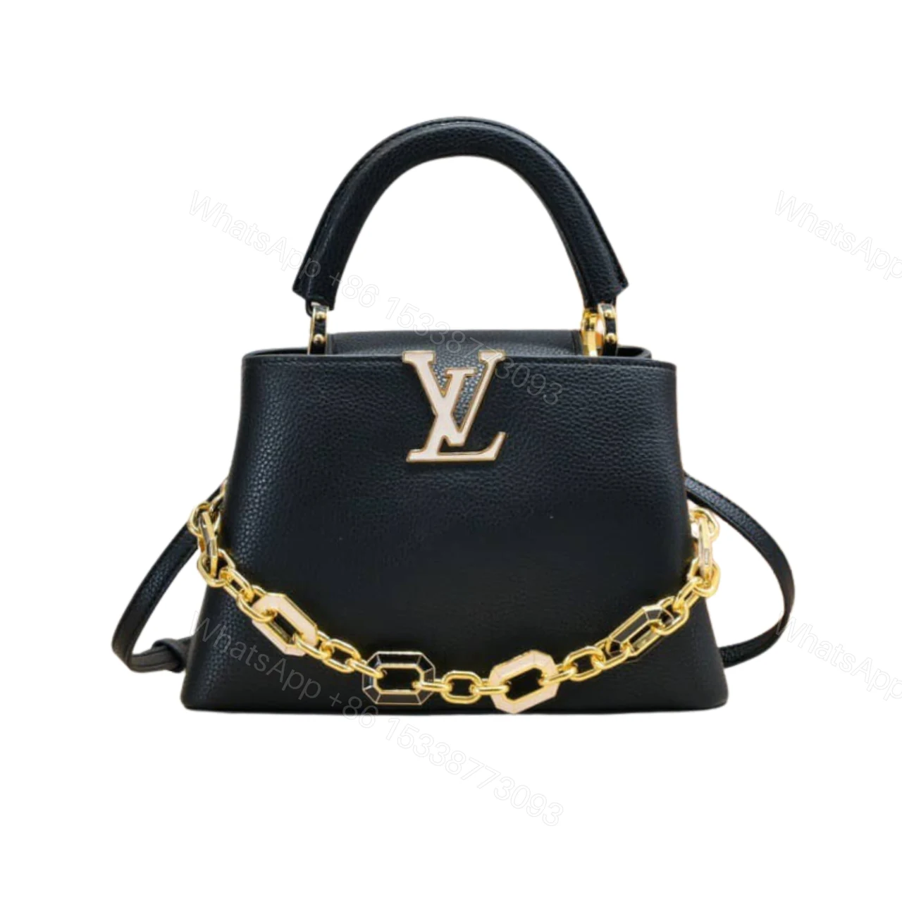LOUIS VUITTON CAPUCINES BB BAG WITH CHARM BLACK 27CM — view 1