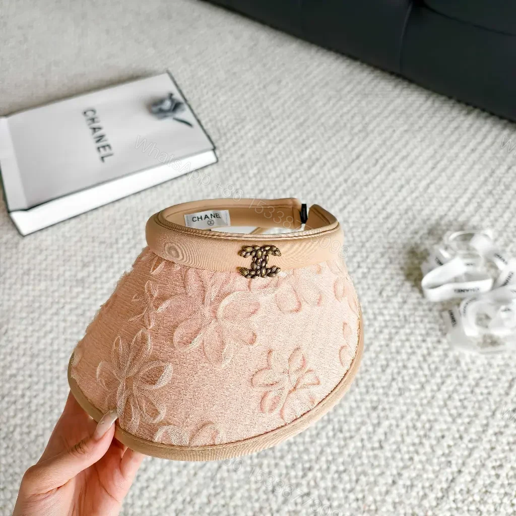 View 4 of Blush Floral Embroidered Visor — Luxe Style Sun Shield