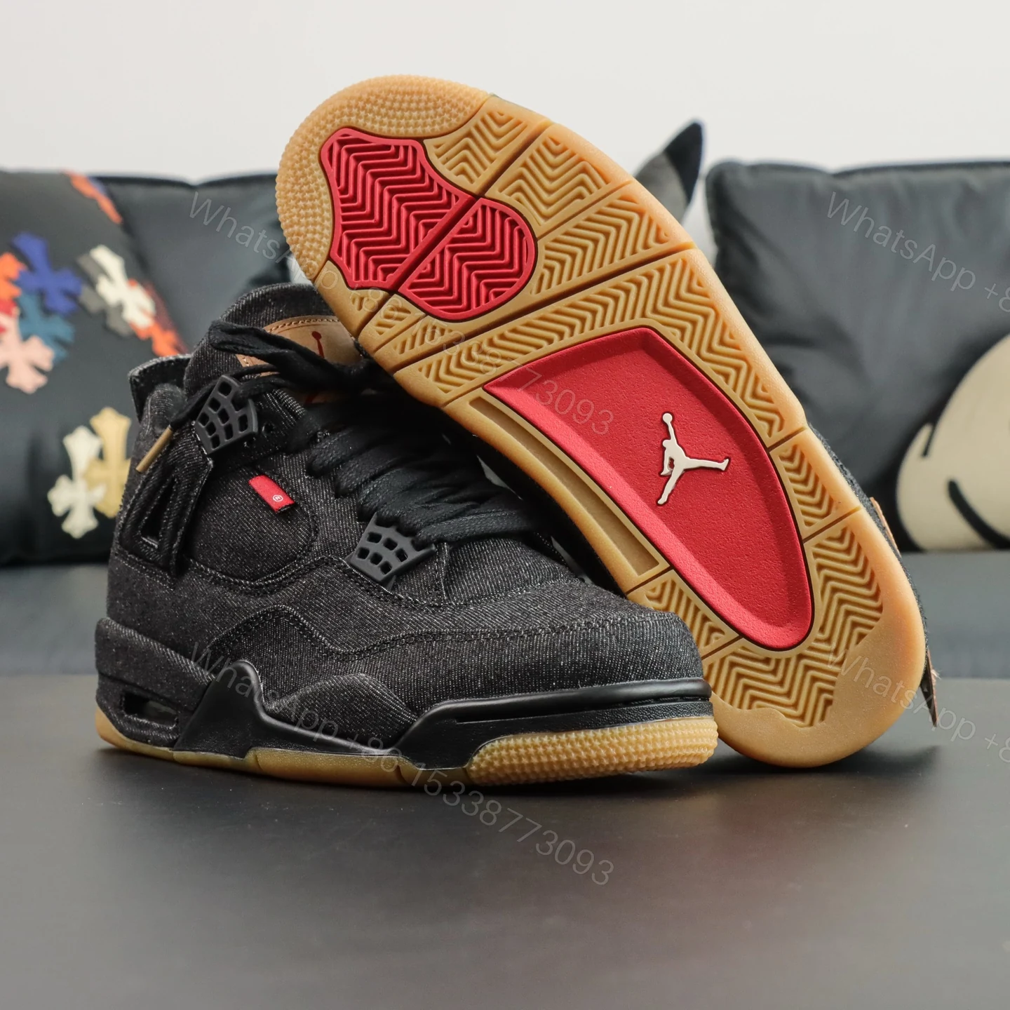 View 3 of Air Jordan 4 Retro Levis Black Reps