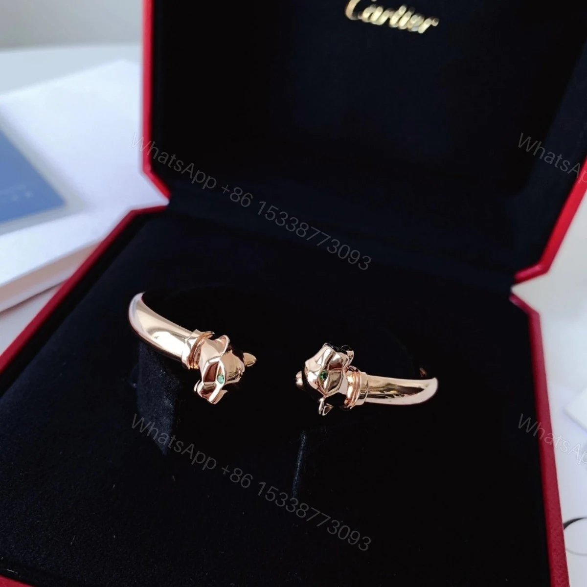 View 2 of 18K Rose Gold Panthere De Cartier Cuff Bracelet Vintage