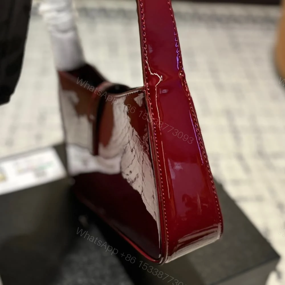 View 6 of Saint Laurent Le 5 A 7 Patent Hobo Bag In Shiny Wine Red 25Cm