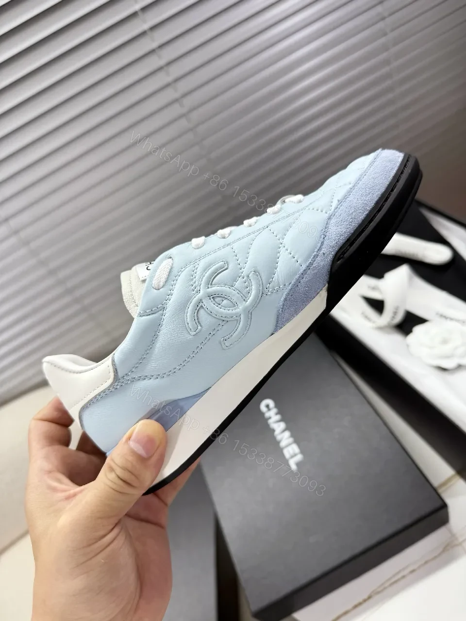 View 8 of Quilted Blue Low-Top Sneakers: Luxe Everyday Comfort