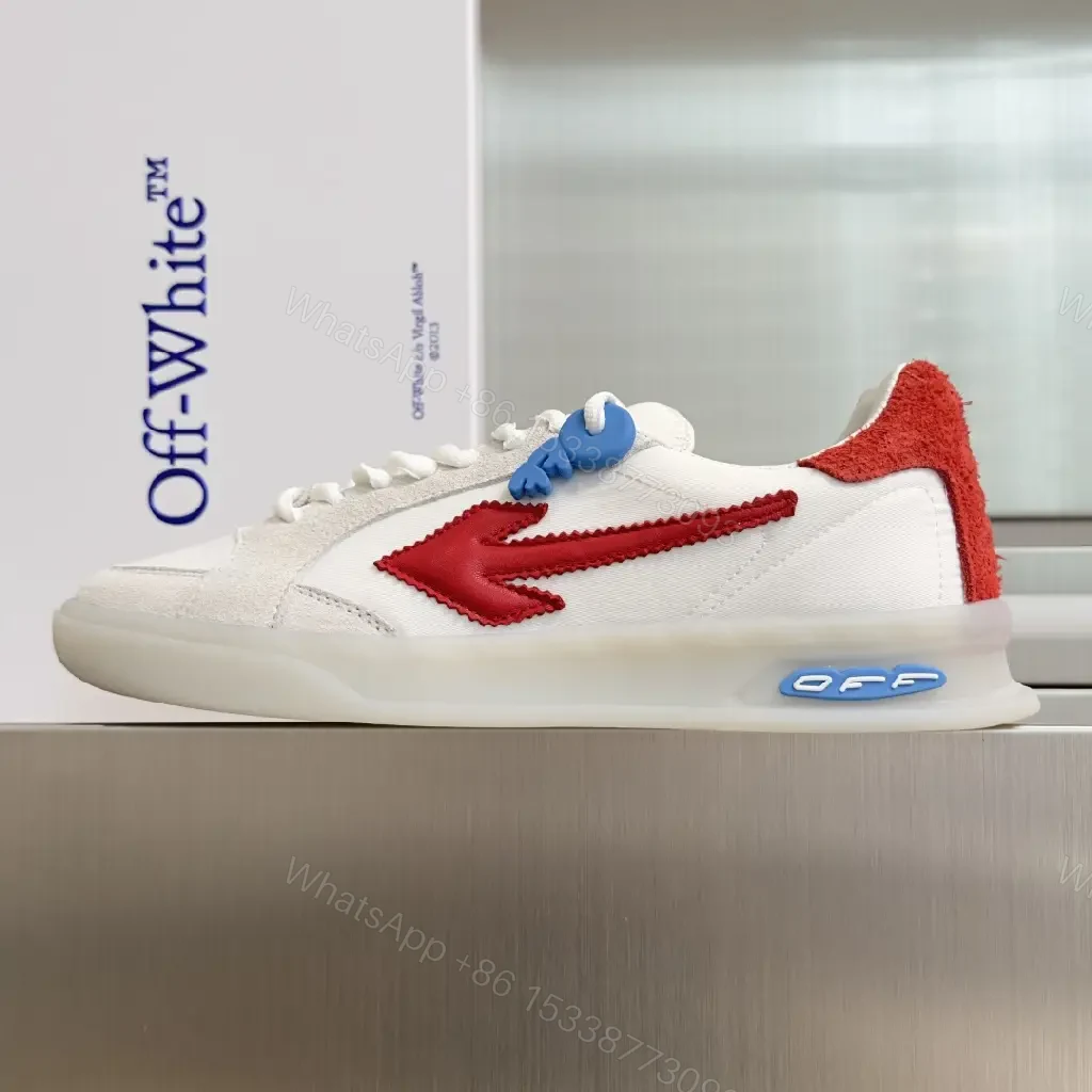 View 2 of White Leather Sporty Off-White Inspired Tag Sneakers