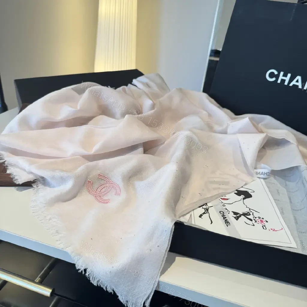 View 5 of Soft Pink Scarf – Premium Fringed Embroidered Accessory