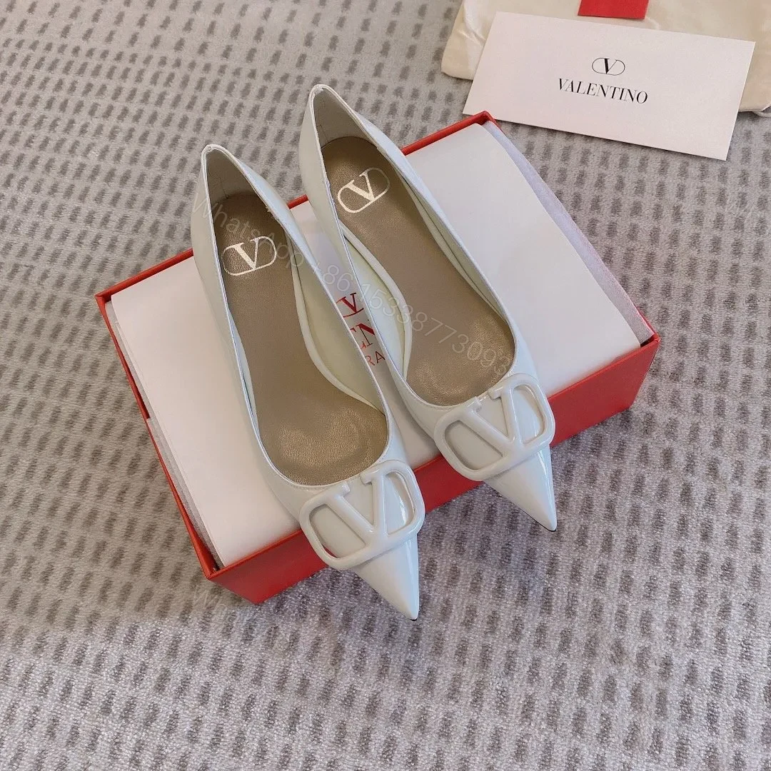 View 2 of Valentino Women White Patent Leather Pointed Flats