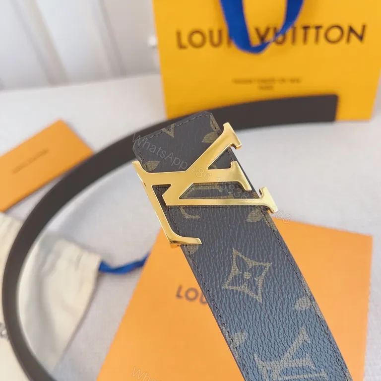 View 5 of Gold LV Monogram Belt â€“ Premium Leather, Everyday Luxury