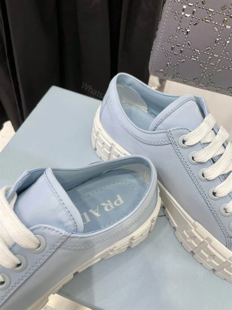 View 7 of PRADA DOUBLE WHEEL RE-NYLON GABARDINE SNEAKERS LIGHT BLUE – PRD085