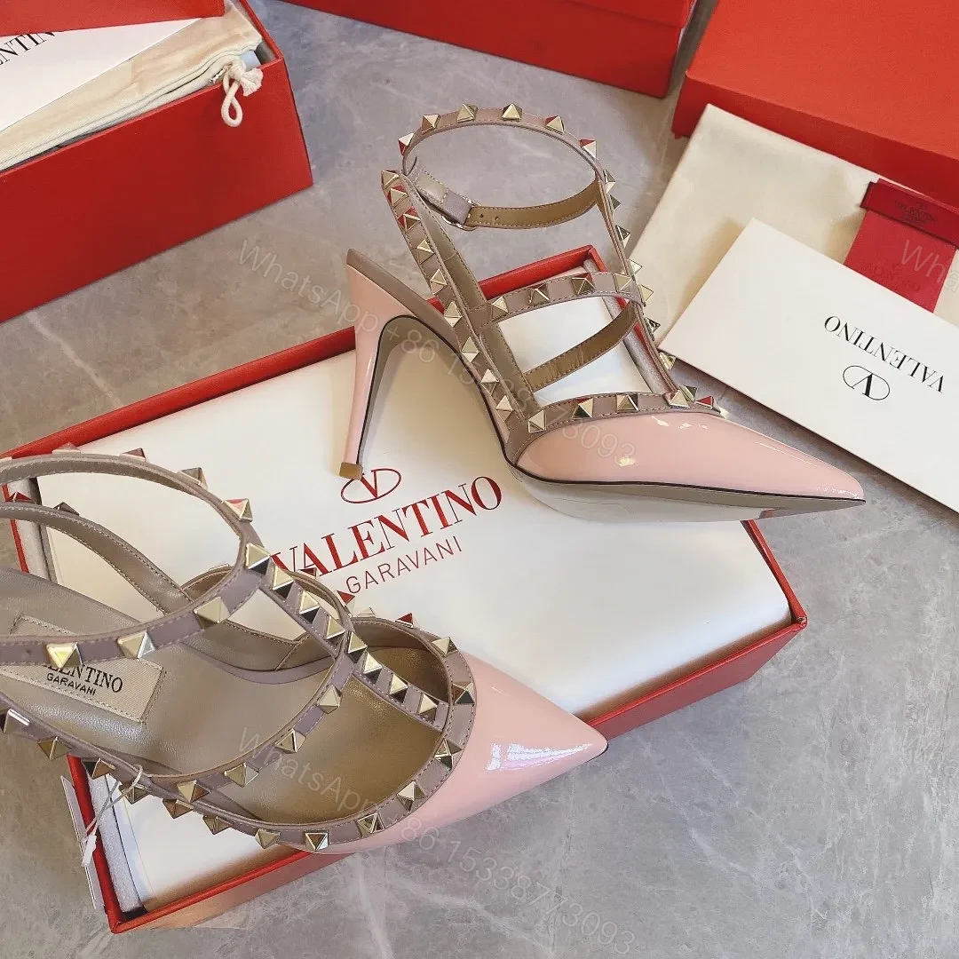 View 3 of Valentino Women Pink Patent Leather Studded Pumps