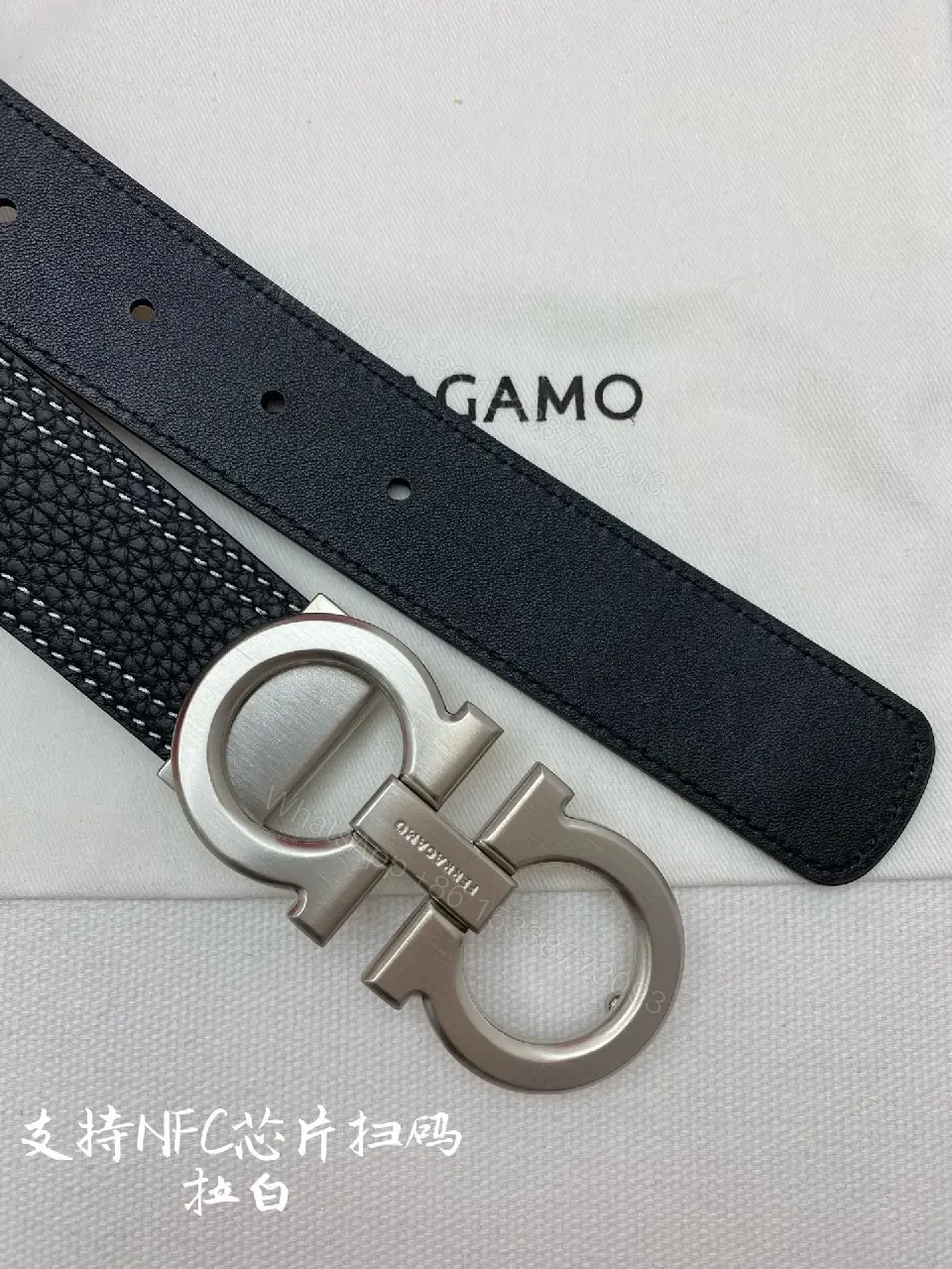 View 6 of Black Leather Belt with Dual-Loop Buckle, Premium Everyday Style