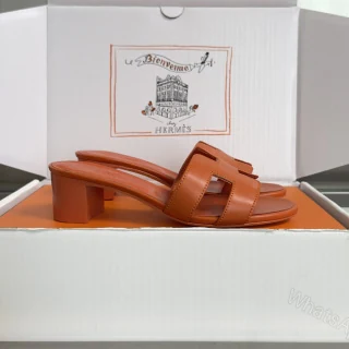 View 2 of Hermes Oran Heels Replica In Burnt Orange