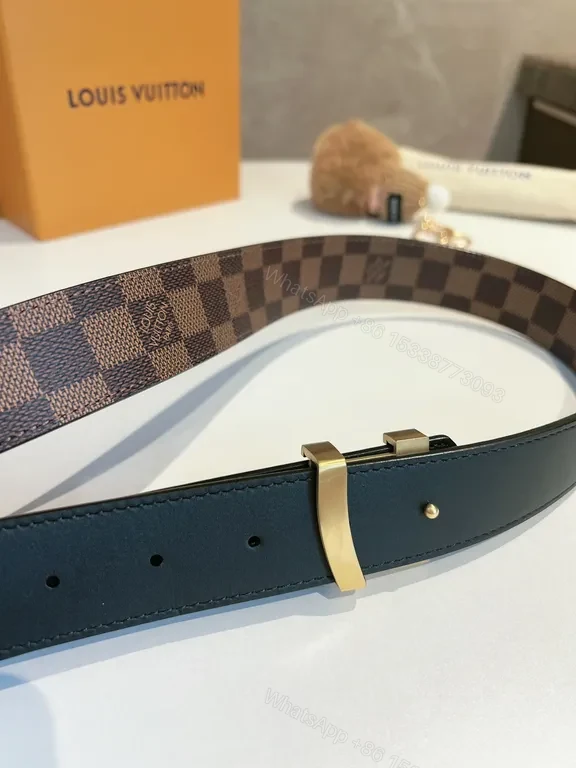 View 6 of Damier Pattern Belt: Damier Canvas, Gold Buckle, 35mm Leather Backing