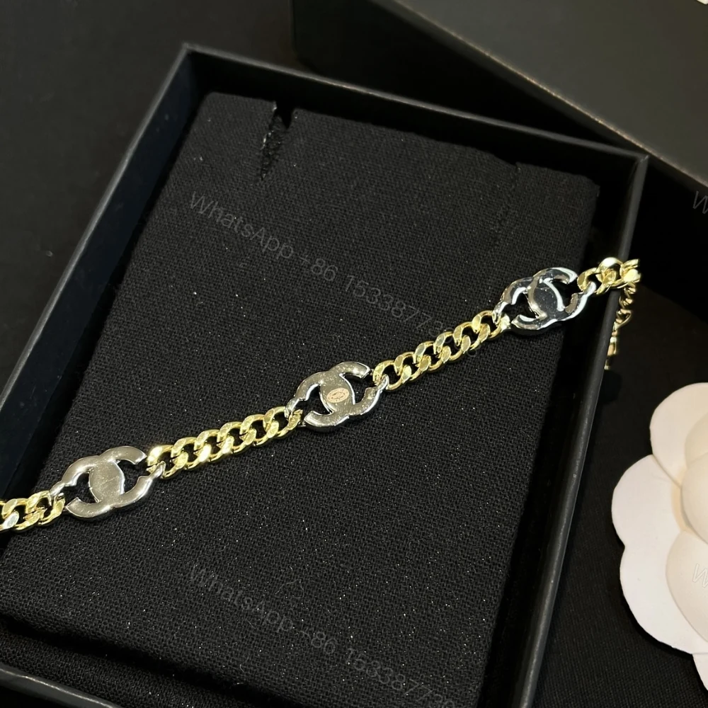 View 5 of Chanel Interlocking Bracelet Gold Silver And Transparent Ab6442 B06011 Nc835