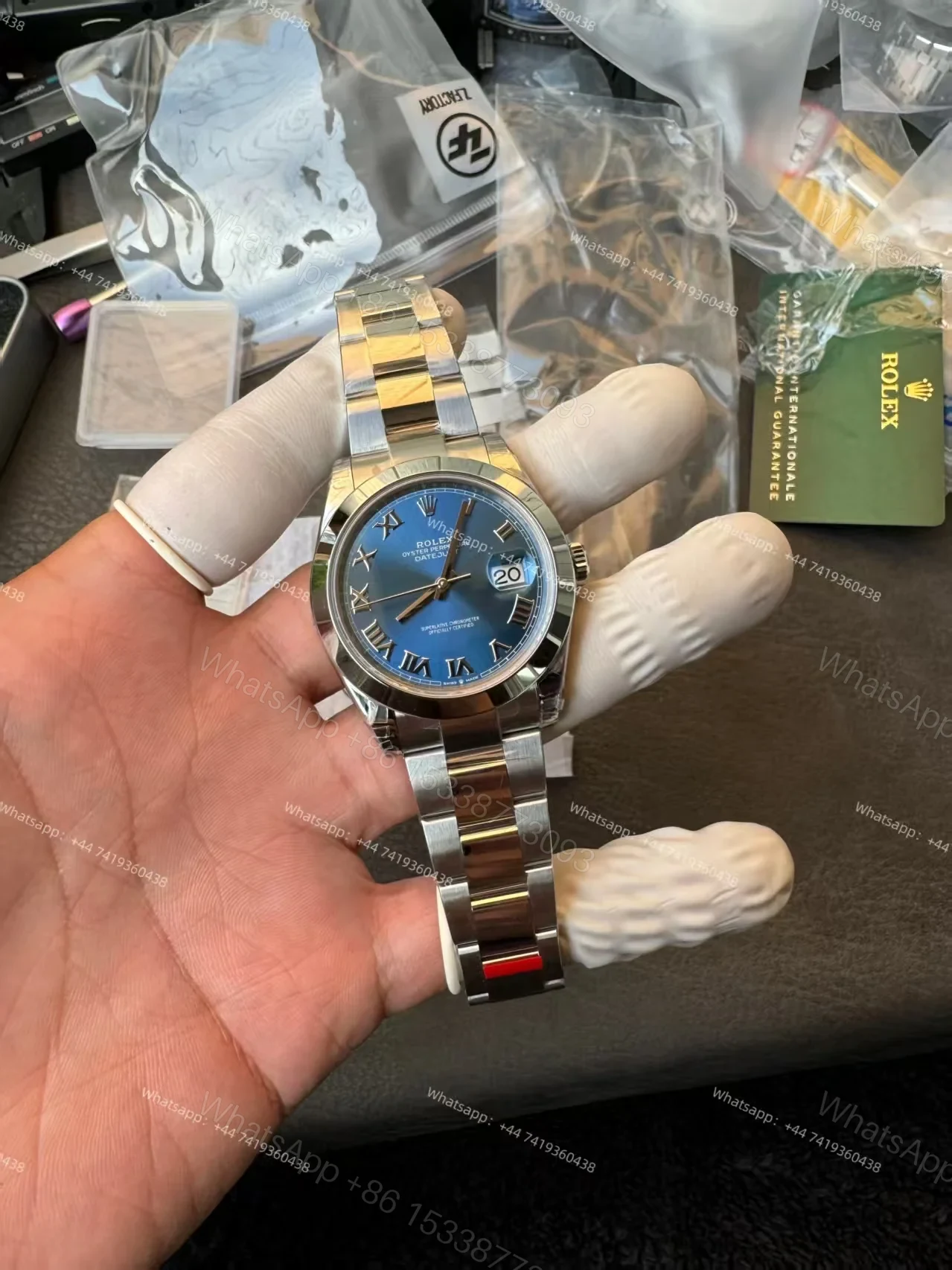View 3 of Rolex Datejust M126300-0017 1:1 Replica Azzurro Blue Roman Dial Oyster 41MM 3235 Movement Super Clone Watch