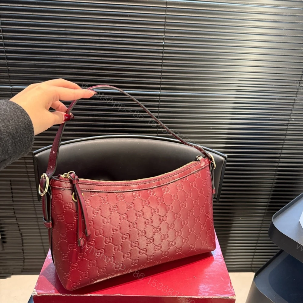 View 2 of Gucci GG Emblem Medium Shoulder Bag Red 29Cm