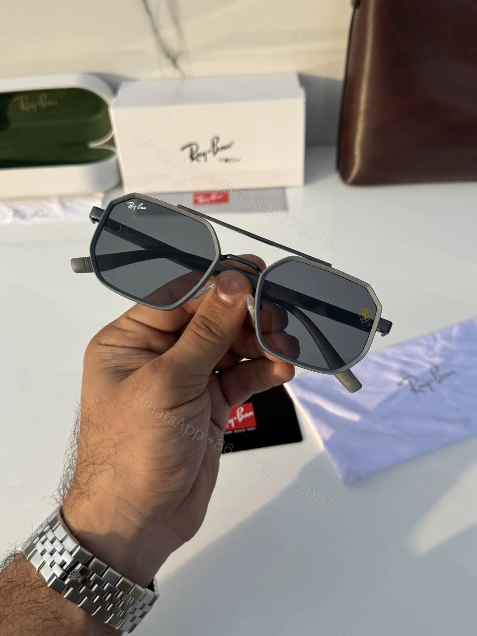 View 3 of First Copy Rayban 8820 Grey Black Premium UV Protection Sunglasses