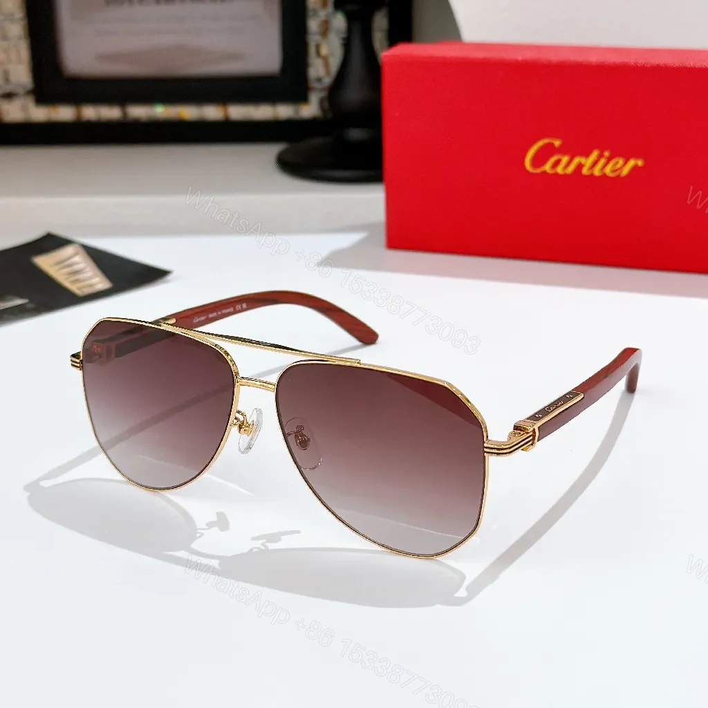 View 8 of Sleek Aviator Sunglasses: Metal Frame, Subtle Cartier Flair