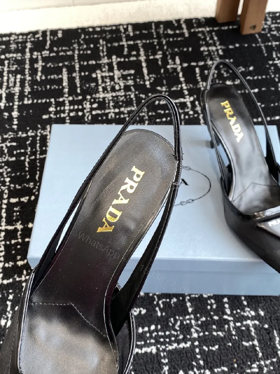 View 4 of Chic Noir Slingback Pumps: Pointed Toe, Black Fabric