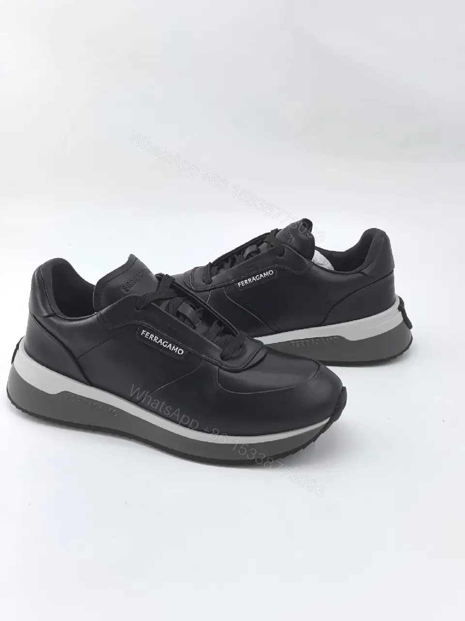 View 4 of Minimalist Black Leather High-Top Sneakers with Cushioned Comfort