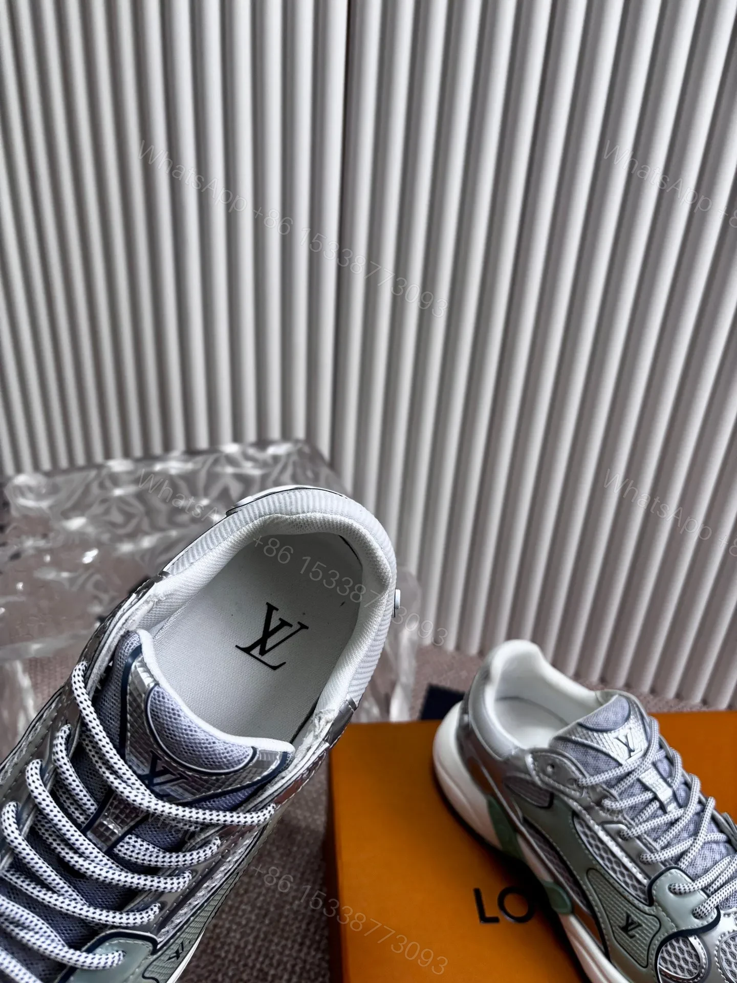 View 2 of LV Women Silver Mesh Metallic Sneakers