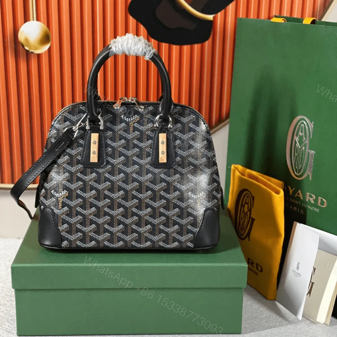 Goyard Alma Vedome Black Replica Handbag With Fabric Wrapped Leather Strap 24cm — view 1