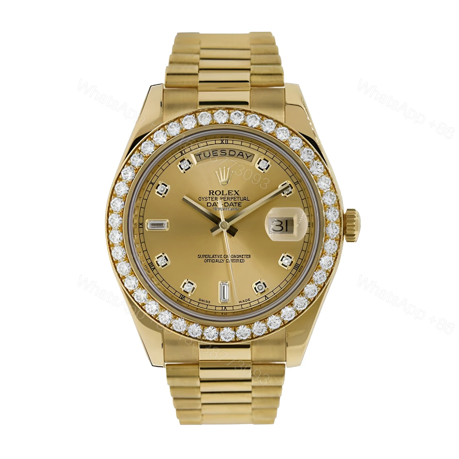 Rolex Day-Date 228348 Diamonds Gold Dial Replica — view 1