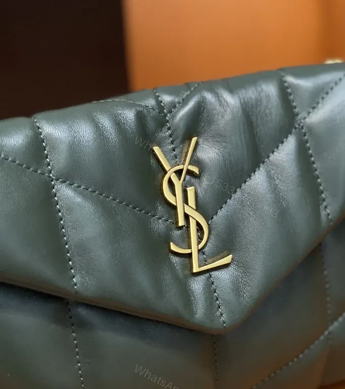 View 8 of Quilted Calfskin Envelope Crossbody with YSL Gold Logo