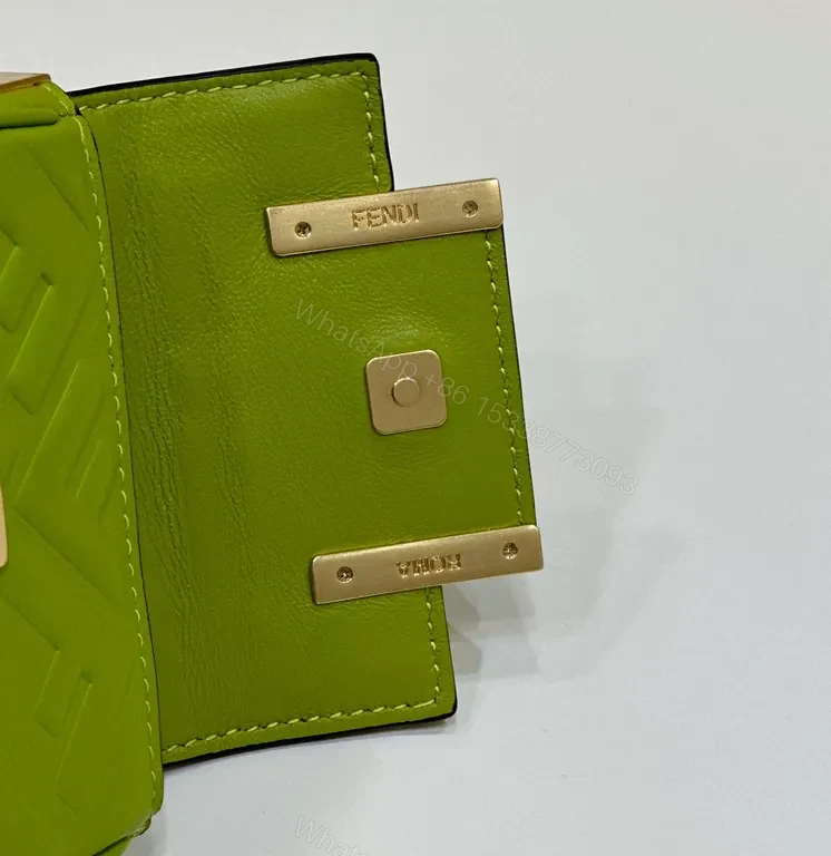 View 7 of Vivid Green Fendi Mini Bag: Bold Texture, Gold Detailing