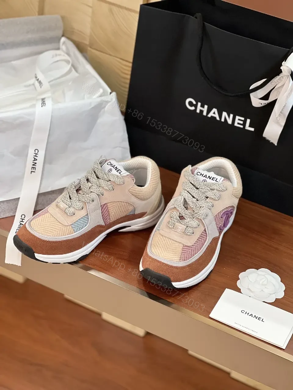 View 4 of Colorful Suede Mesh Platform Sneakers with Luxe Details