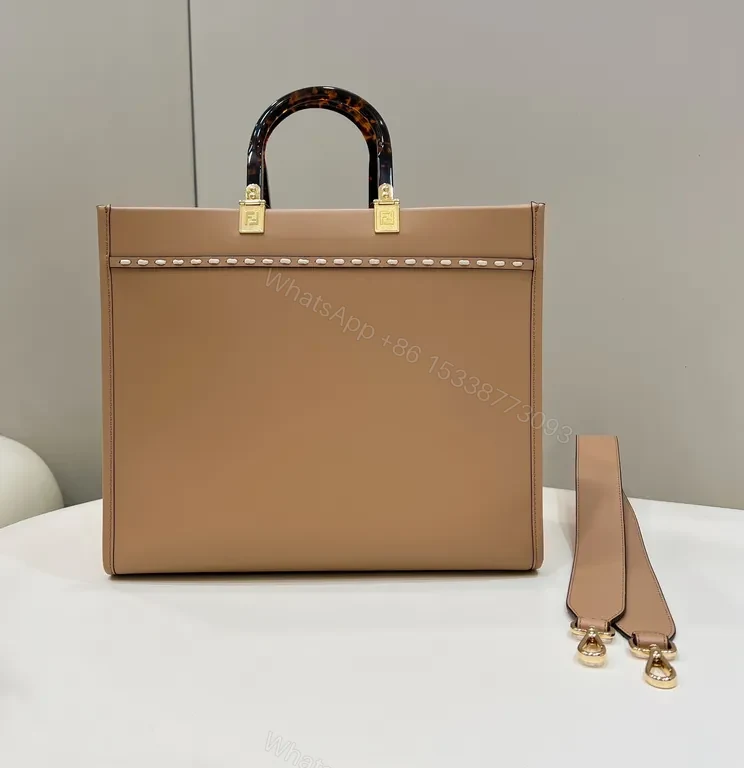 View 8 of Snakeskin-Accent Fendi Structured Leather Tote - Bold Luxury