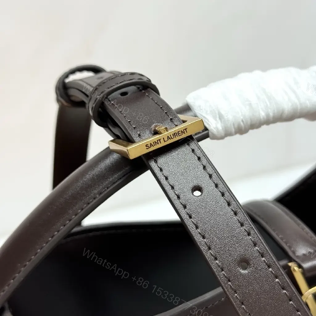 View 2 of Chic Leather Crossbody Bag with Gold Charm - Classic Style