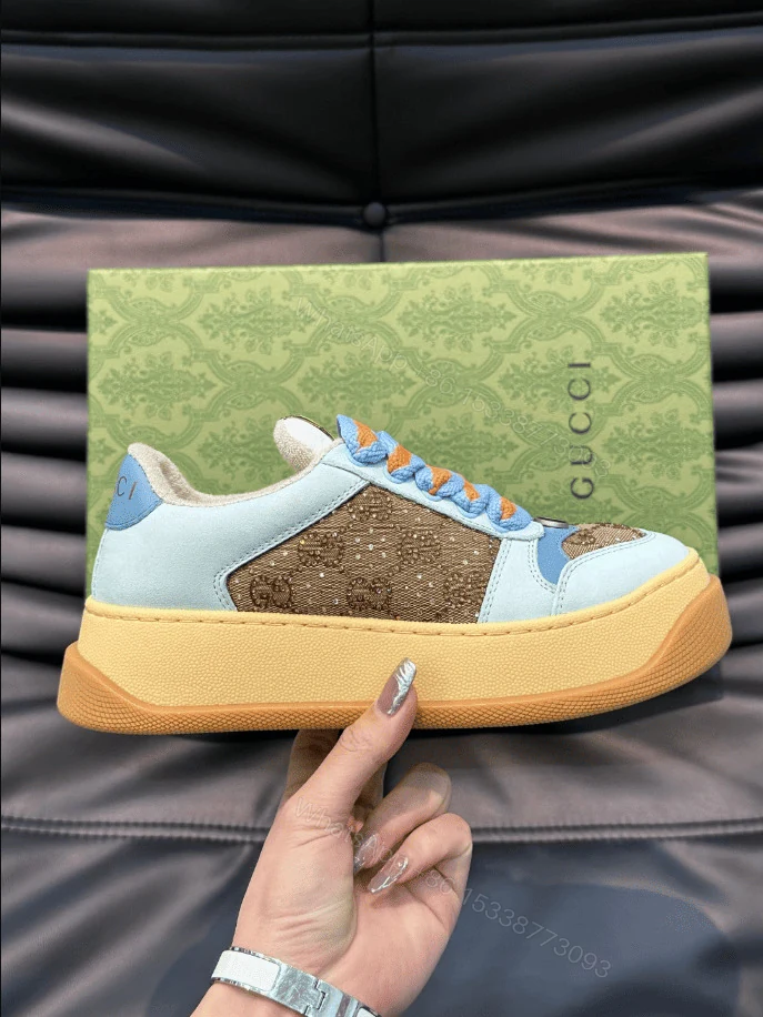 View 2 of GUCCI SCREENER TRAINER SNEAKERS CAMEL AND EBONY GG CANVAS – GC169