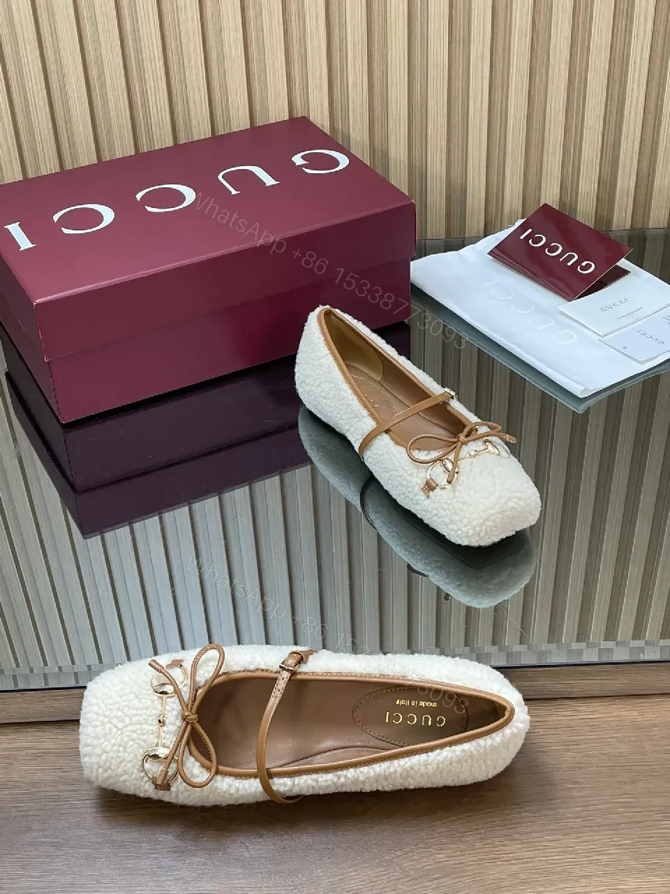 View 2 of Off-White Knit Mule with Leather Bow – Textured Comfort Shoes