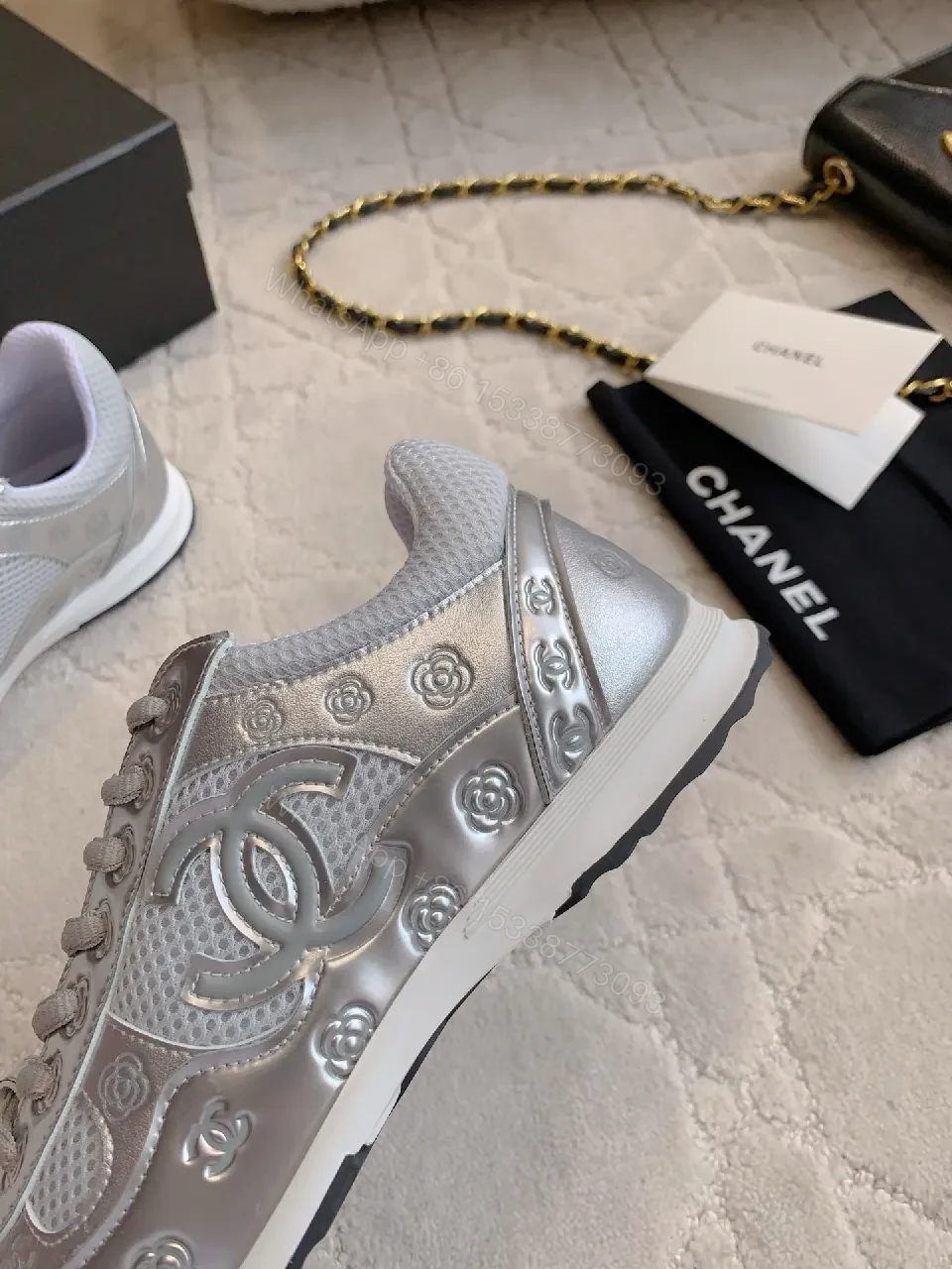 View 7 of Silver Quilted Sneakers: Luxe-Chic Style, Cushioned Comfort
