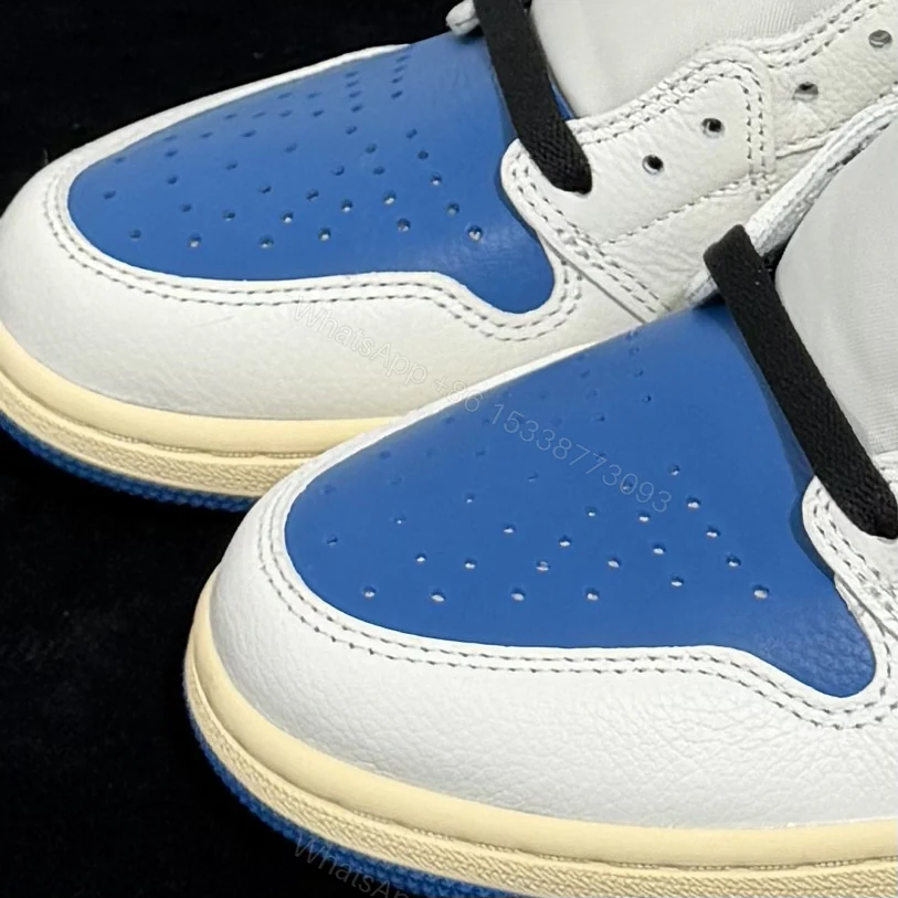 View 4 of Travis Scott × Fragment × Air Jordan 1 High OG TS SP “Military Blue” Reps