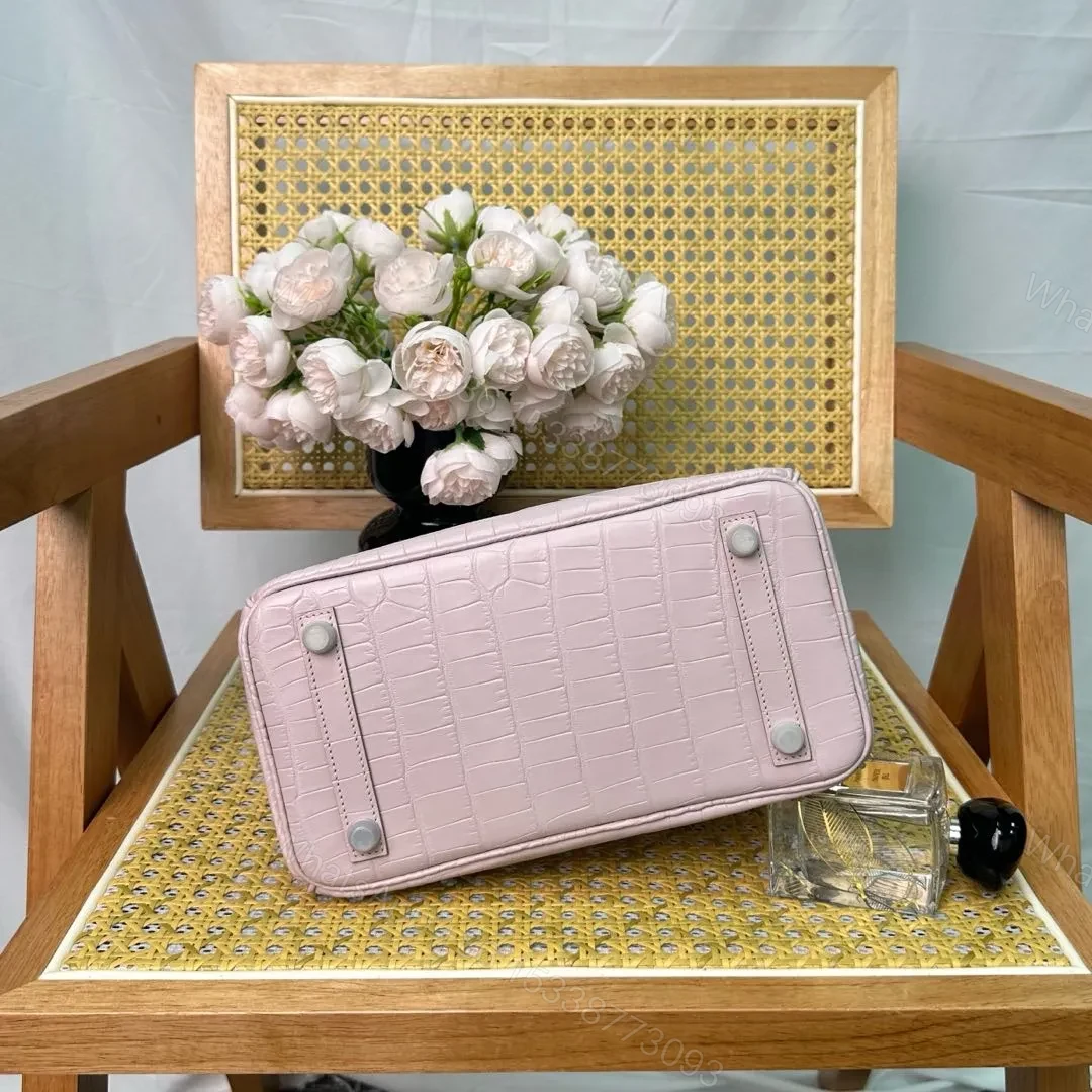 View 4 of Hermes Birkin 25cm Sakura Pink Crocodile Leather Gold Hardware