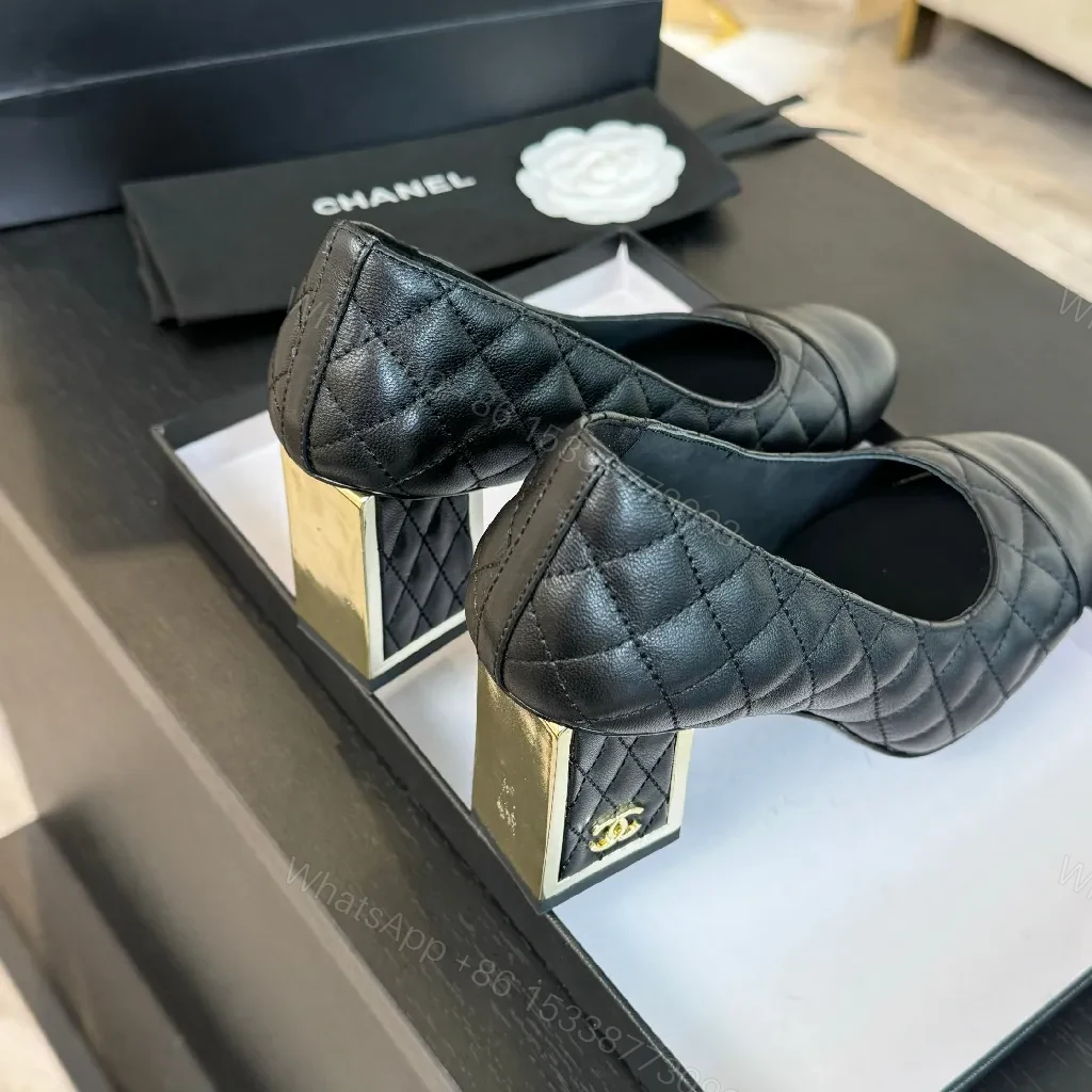 View 9 of Quilted Leather Pumps — City-Ready Comfort, Almond Toe