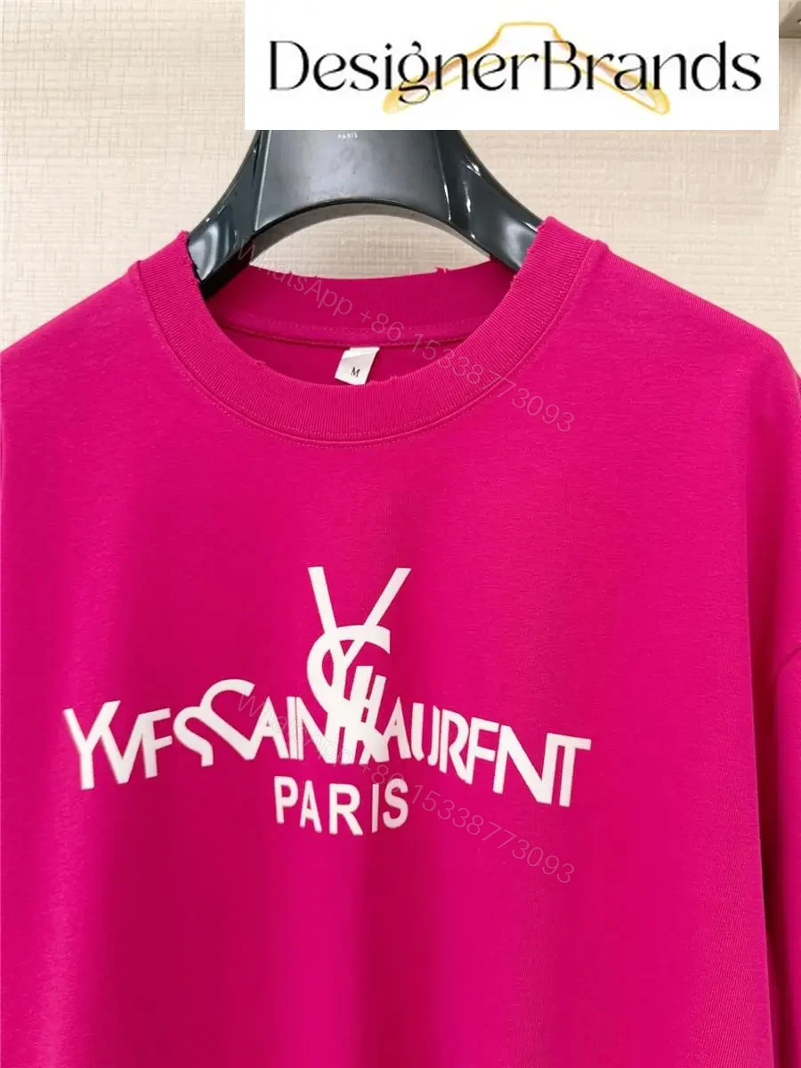 View 2 of Bold Fuchsia Logo Tee: Oversized Cotton-Creast Crest Top