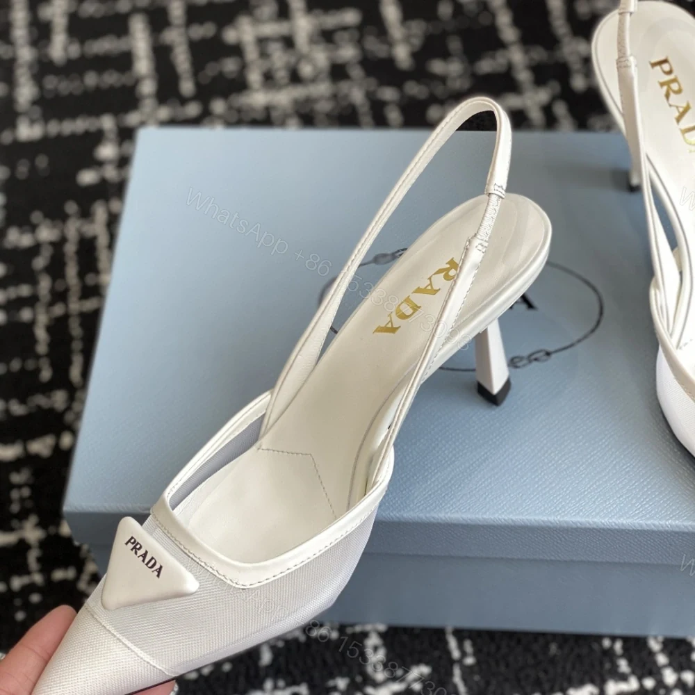 View 7 of 高仿Prada*1I891B尖頭露跟高踭鞋7.5CM白色免檢版
