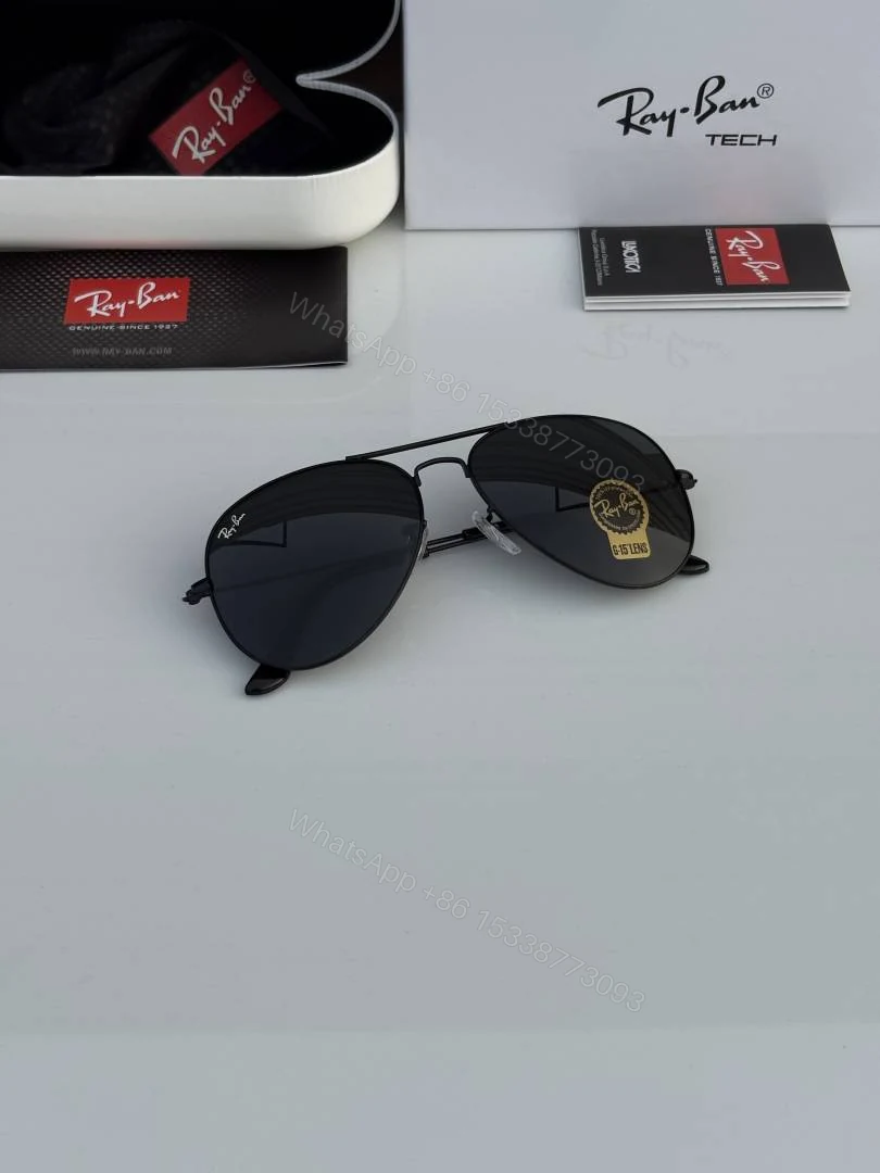 View 5 of First Copy Rayban Aviator 3026 Full Black Glass Quality